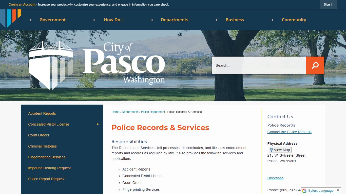 Police Records & Services | Pasco, WA - Official Website